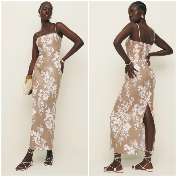 Reformation Dresses & Skirts - NWOT REFORMATION Frankie Floral Midi Linen Dress in Dune SZ US 2